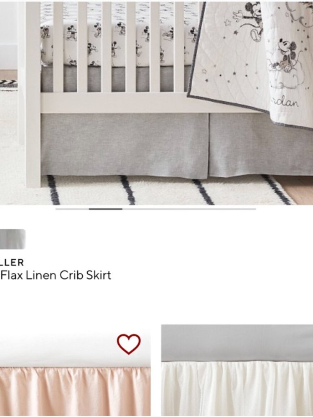 Pottery barn crib skirt grey belgiam flax linen